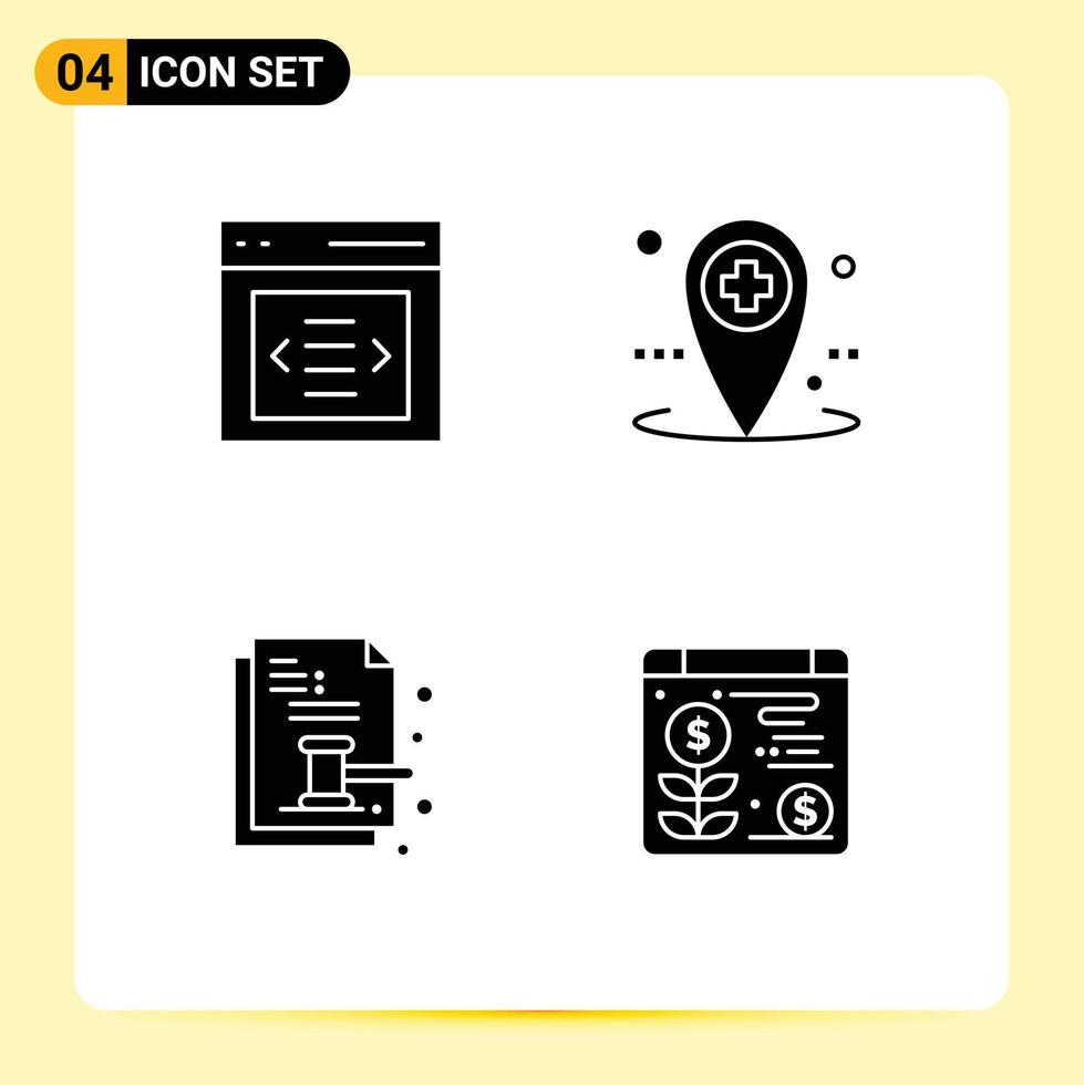 4 creativo icone moderno segni e simboli di comunicazione vendita all'asta carta utente Locale legge modificabile vettore design elementi