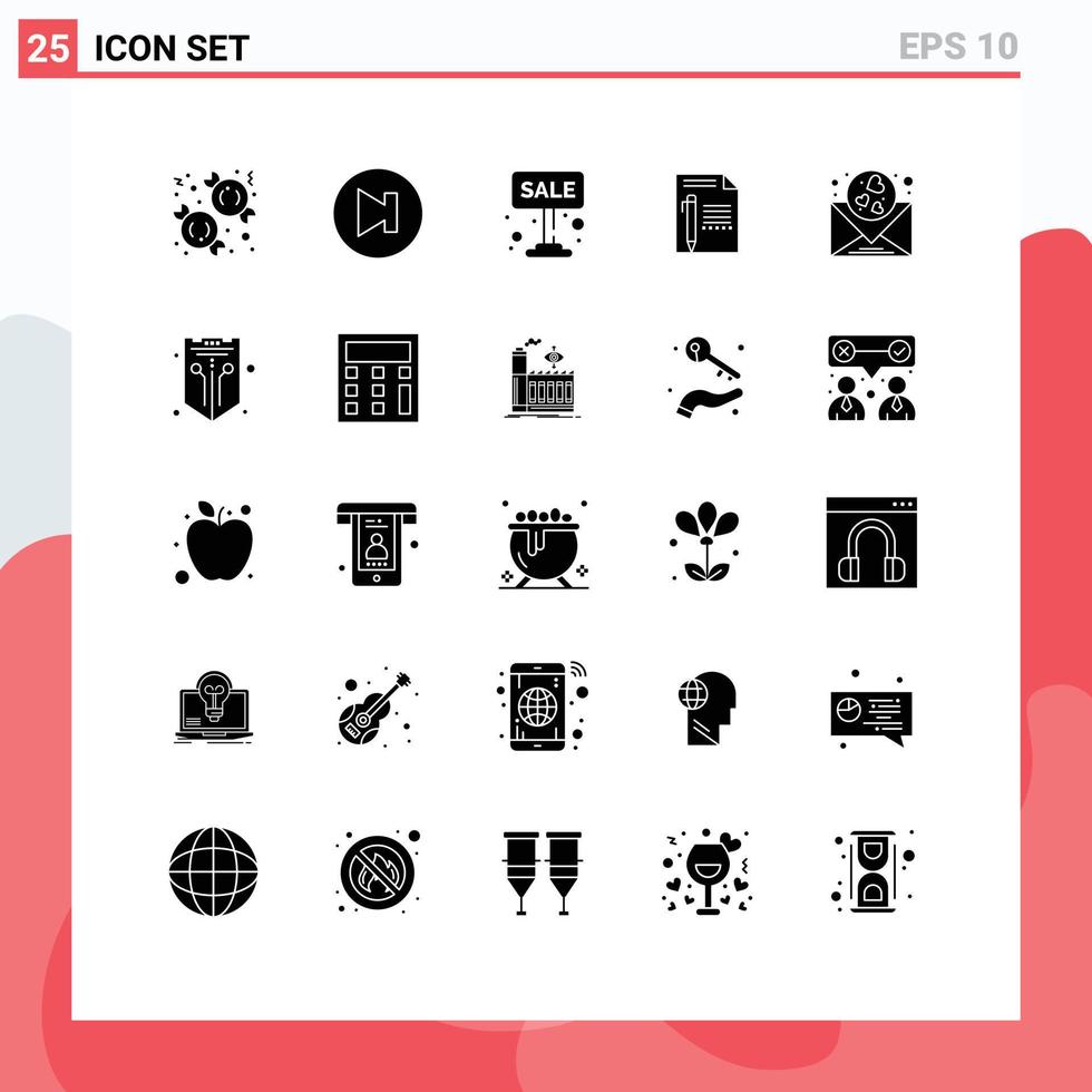 impostato di 25 moderno ui icone simboli segni per Scrivi carta pubblicizzare pagina documento modificabile vettore design elementi