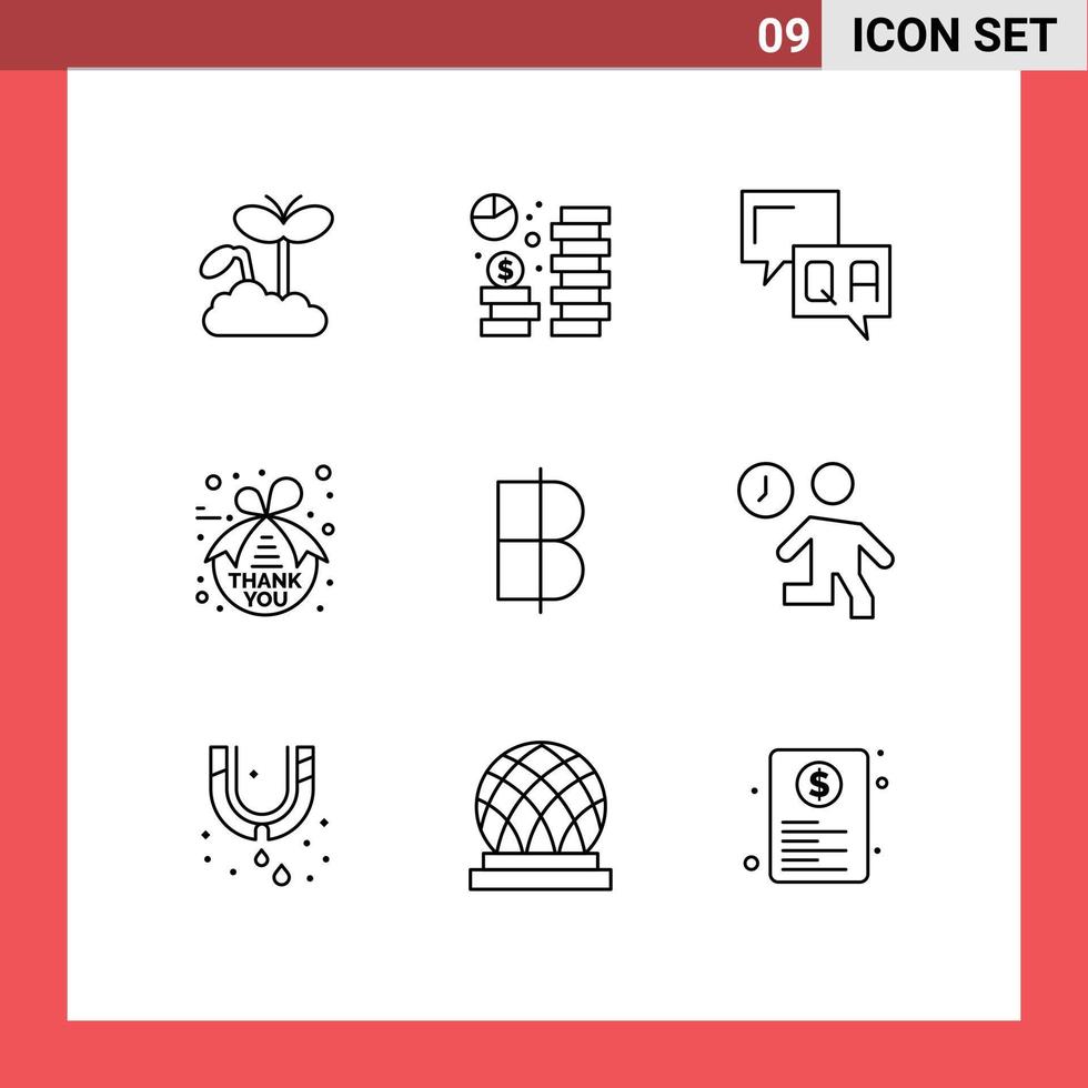 9 utente interfaccia schema imballare di moderno segni e simboli di baht grato Salvataggio grazie informazione modificabile vettore design elementi