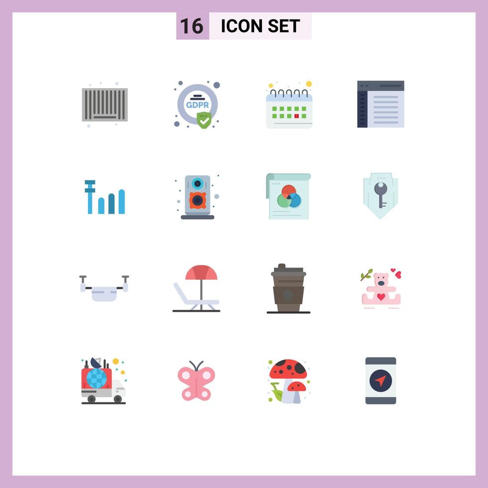 16 piatto colore concetto per siti web mobile e applicazioni connessione interfaccia calendario comunicazione App modificabile imballare di creativo vettore design elementi