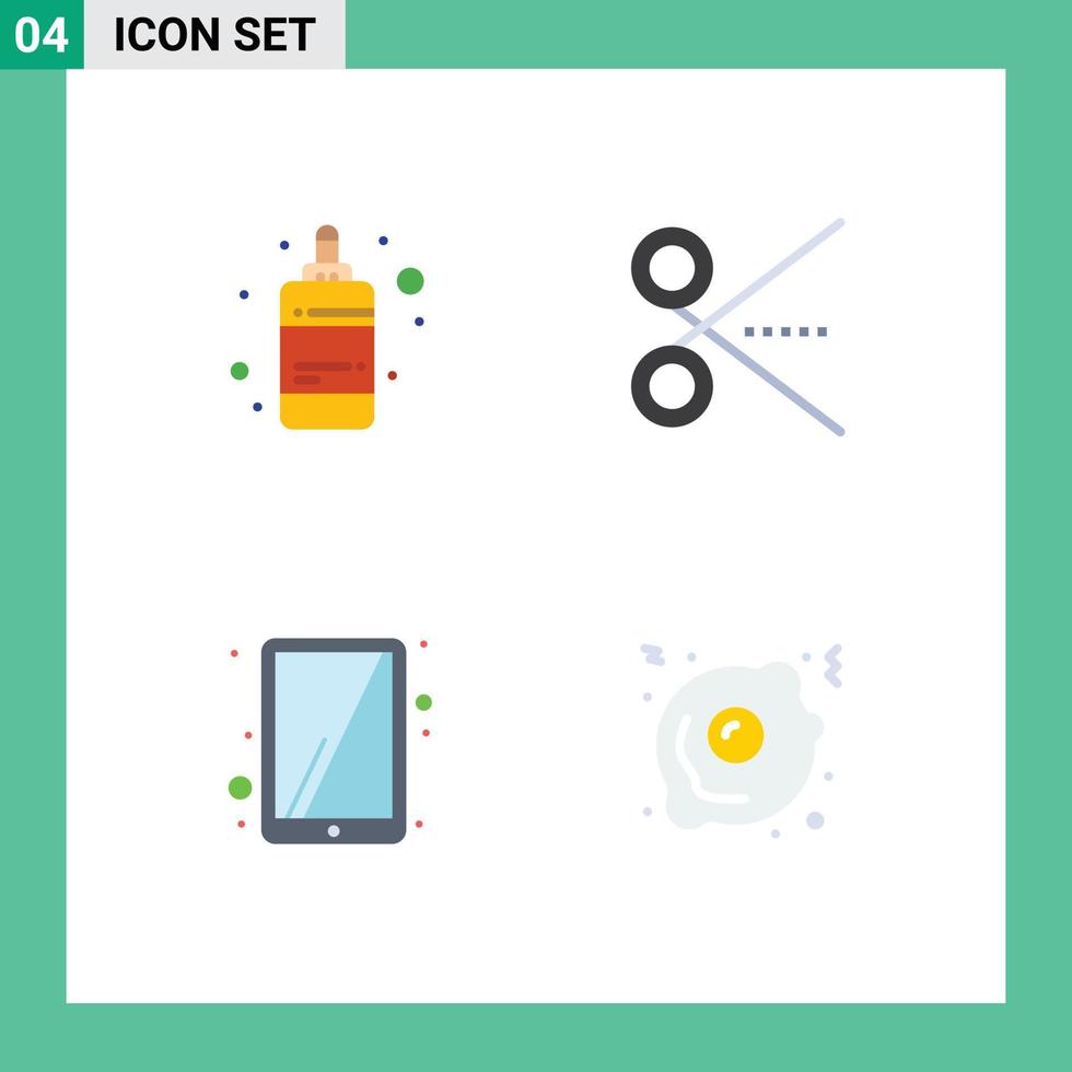 piatto icona imballare di 4 universale simboli di bottiglia ipad stampa forbici touch screen modificabile vettore design elementi