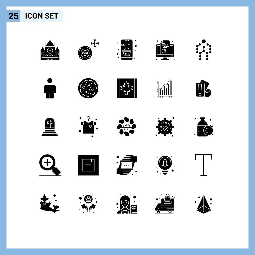 gruppo di 25 moderno solido glifi impostato per azione torta acquistare tenere sotto controllo grafico modificabile vettore design elementi