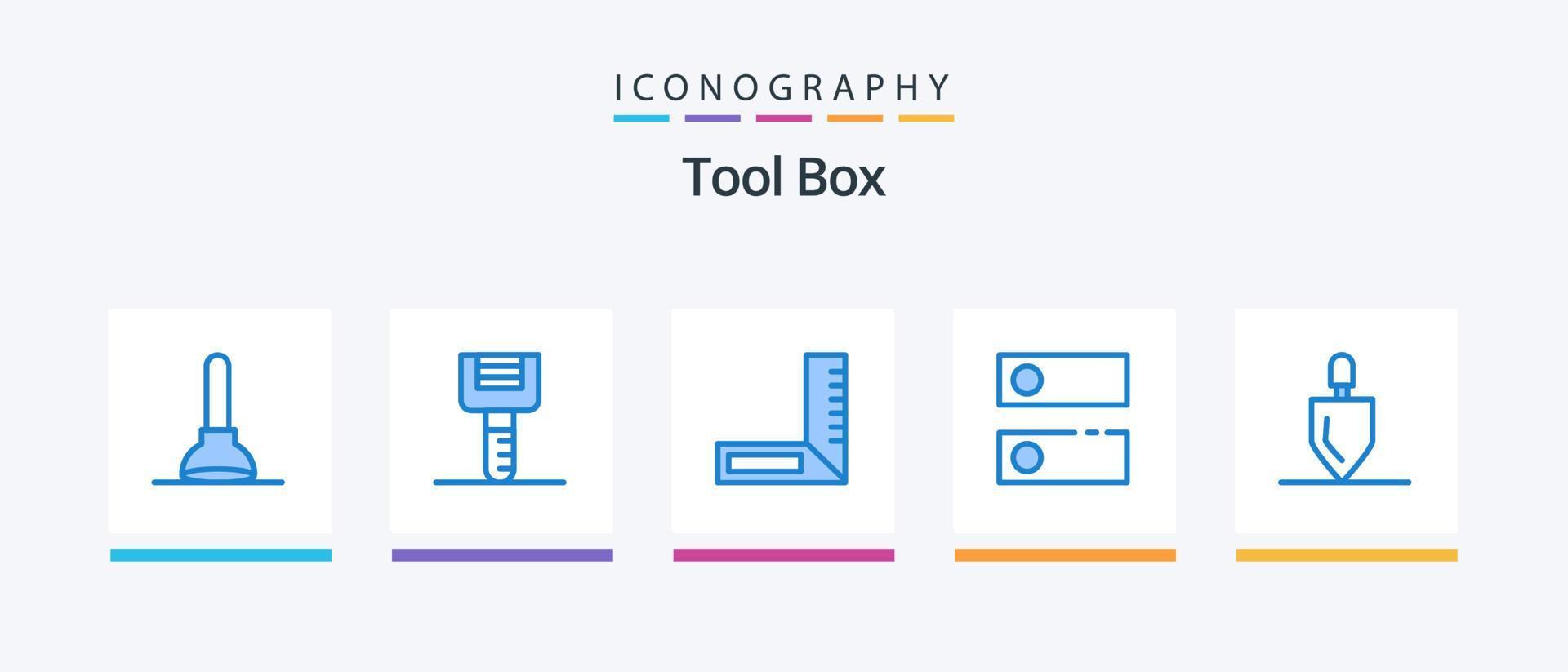 utensili blu 5 icona imballare Compreso Strumenti. giardinaggio. costruzione. attrezzatura. sistema. creativo icone design vettore