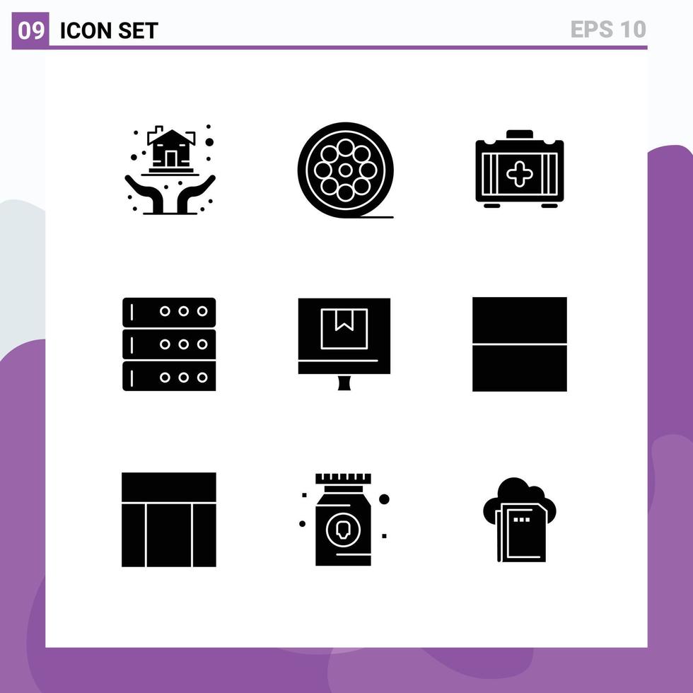 impostato di 9 moderno ui icone simboli segni per e commercio medico scatola Banca dati modificabile vettore design elementi