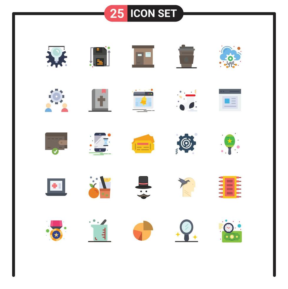 25 piatto colore concetto per siti web mobile e applicazioni ospitando server nube caldo bevanda bevanda modificabile vettore design elementi
