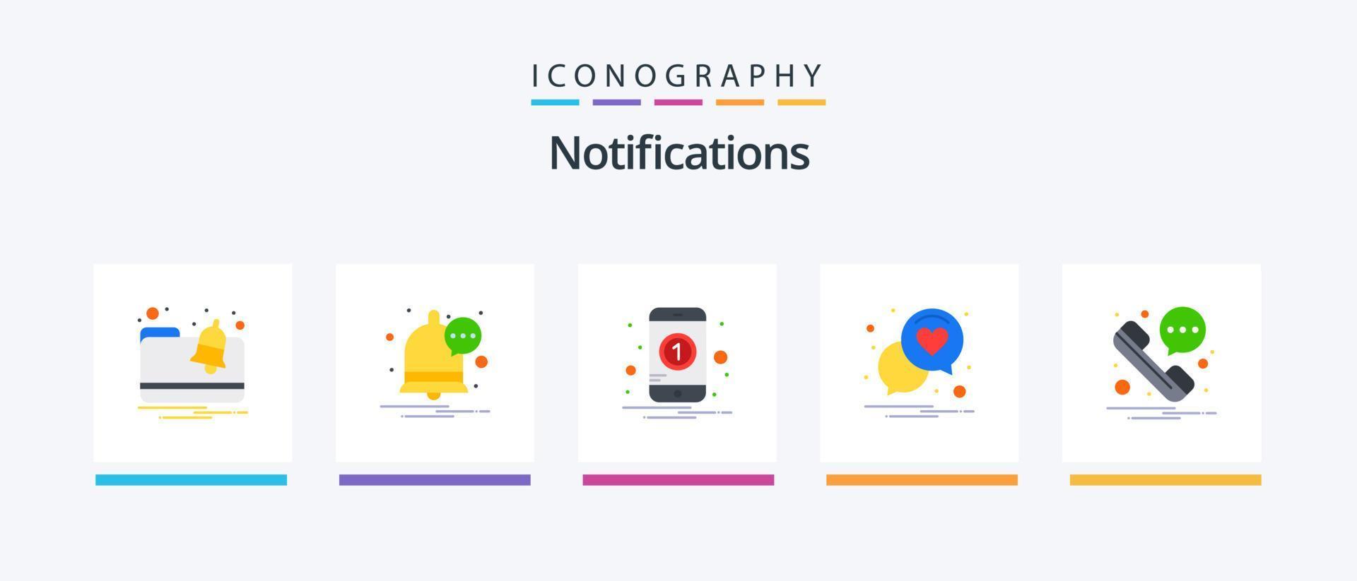 notifiche piatto 5 icona imballare Compreso . Telefono. uno. Messaggio. amore. creativo icone design vettore