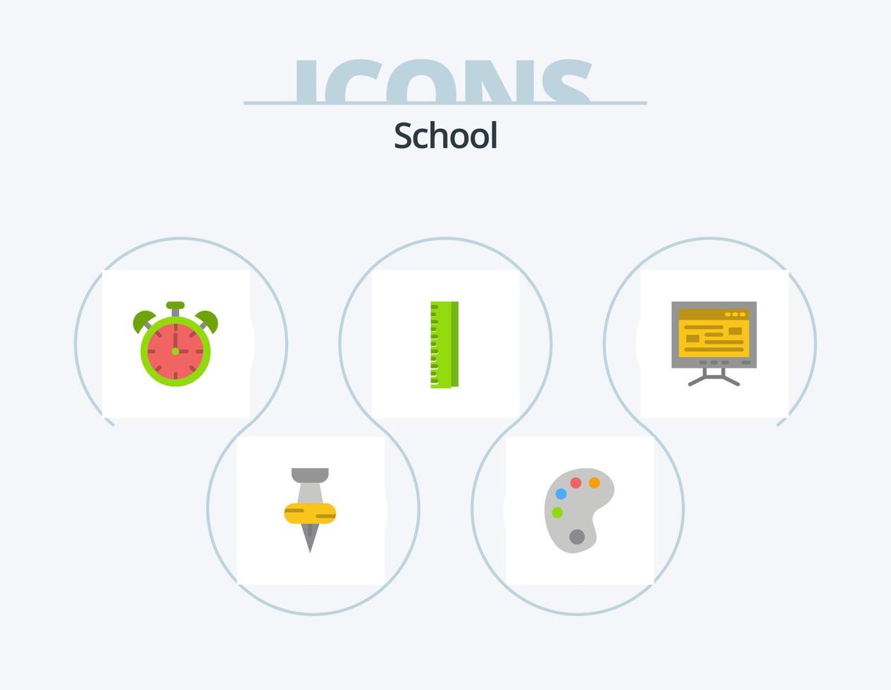 scuola piatto icona imballare 5 icona design. . studia. formazione scolastica. in linea. scuola vettore