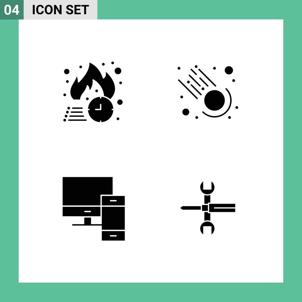 4 utente interfaccia solido glifo imballare di moderno segni e simboli di gratuito consegna dispositivi caldo meteora pc modificabile vettore design elementi
