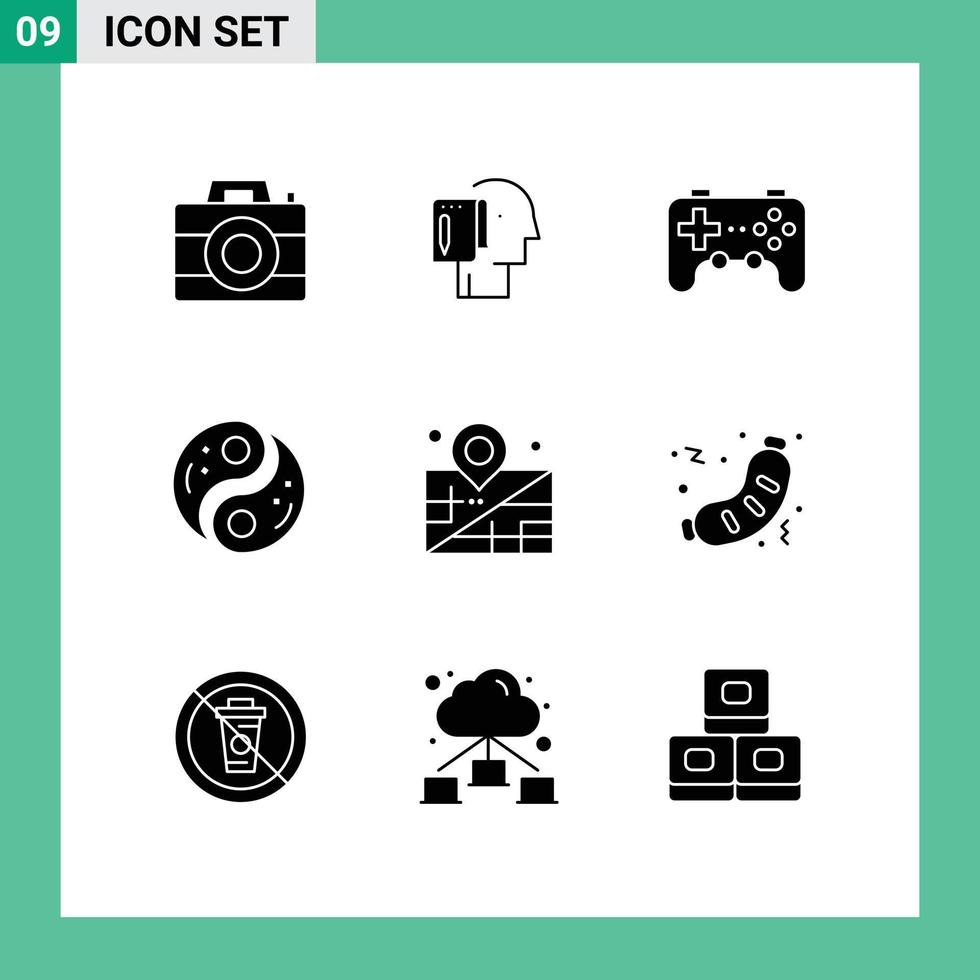 impostato di 9 moderno ui icone simboli segni per yin unità inizio taoismo telecomando da gioco modificabile vettore design elementi
