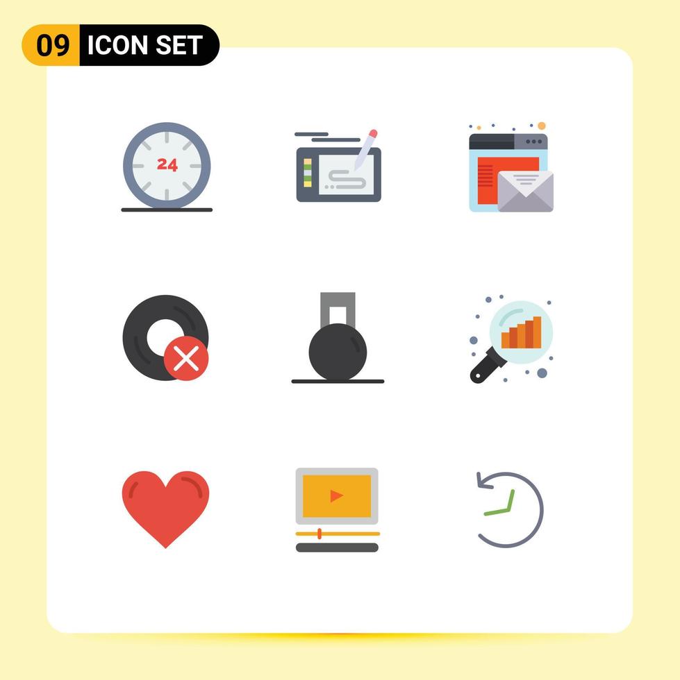 mobile interfaccia piatto colore impostato di 9 pittogrammi di aggeggio dispositivi disegno computer posta modificabile vettore design elementi