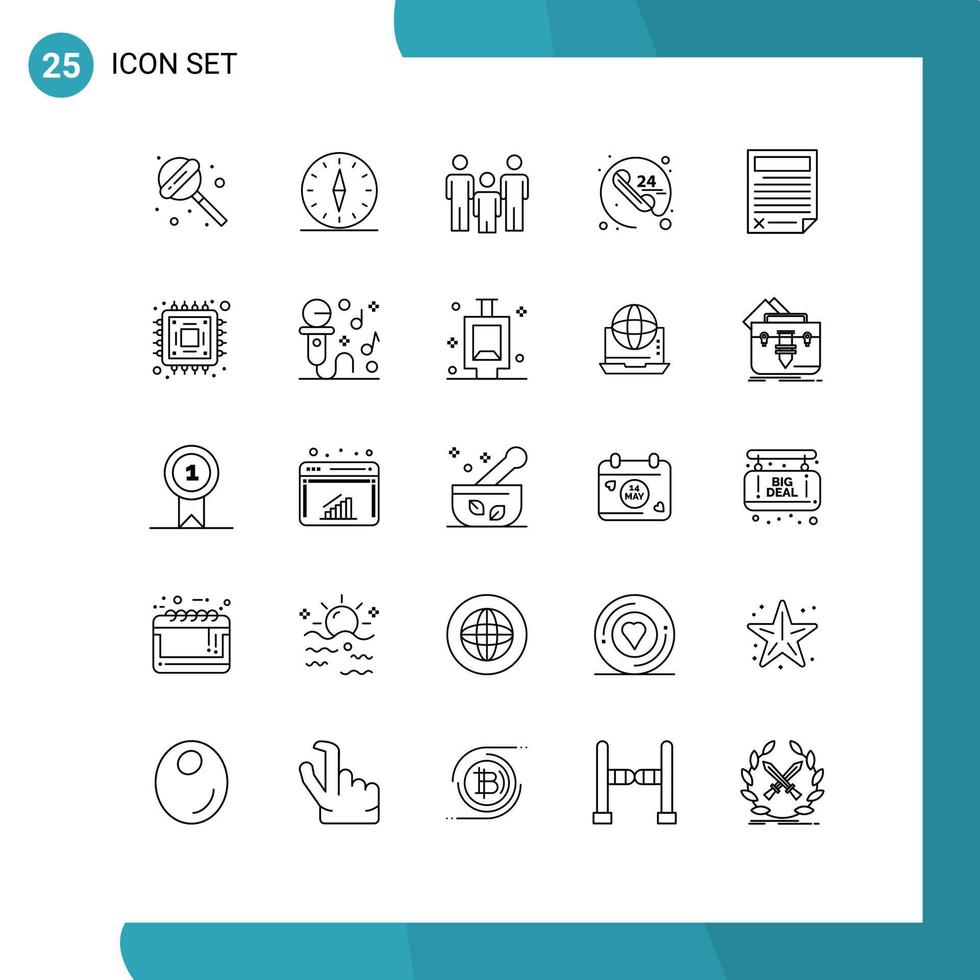 azione vettore icona imballare di 25 linea segni e simboli per dati servizio famiglia comunicazione in qualsiasi momento modificabile vettore design elementi
