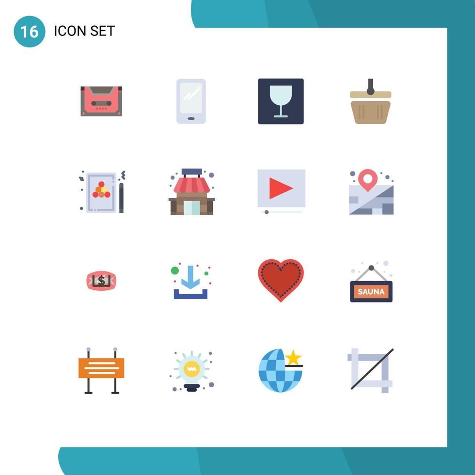 impostato di 16 moderno ui icone simboli segni per snooker modellare androide carrello foto modificabile imballare di creativo vettore design elementi