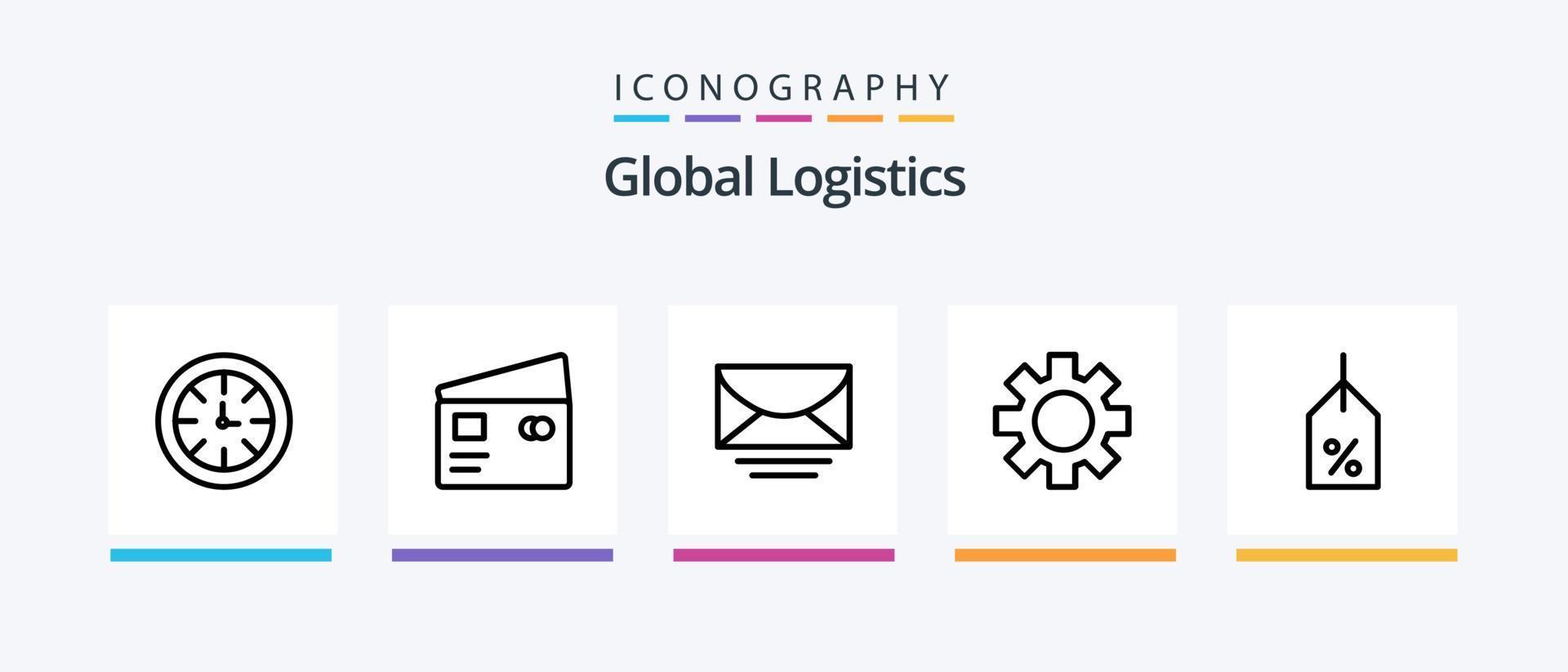 globale la logistica linea 5 icona imballare Compreso spedizione. consegna. acquisti. scatole. globale. creativo icone design vettore