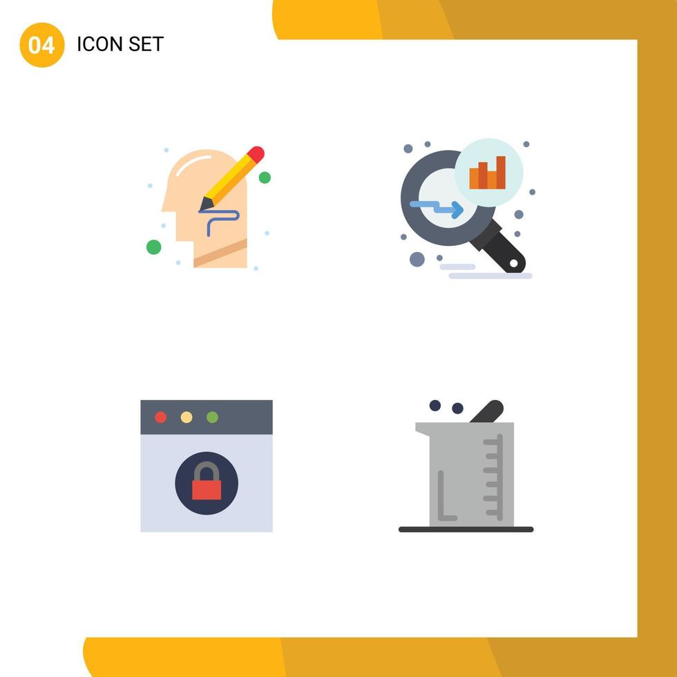 4 tematico vettore piatto icone e modificabile simboli di testa App pensiero grafico analisi Mac modificabile vettore design elementi