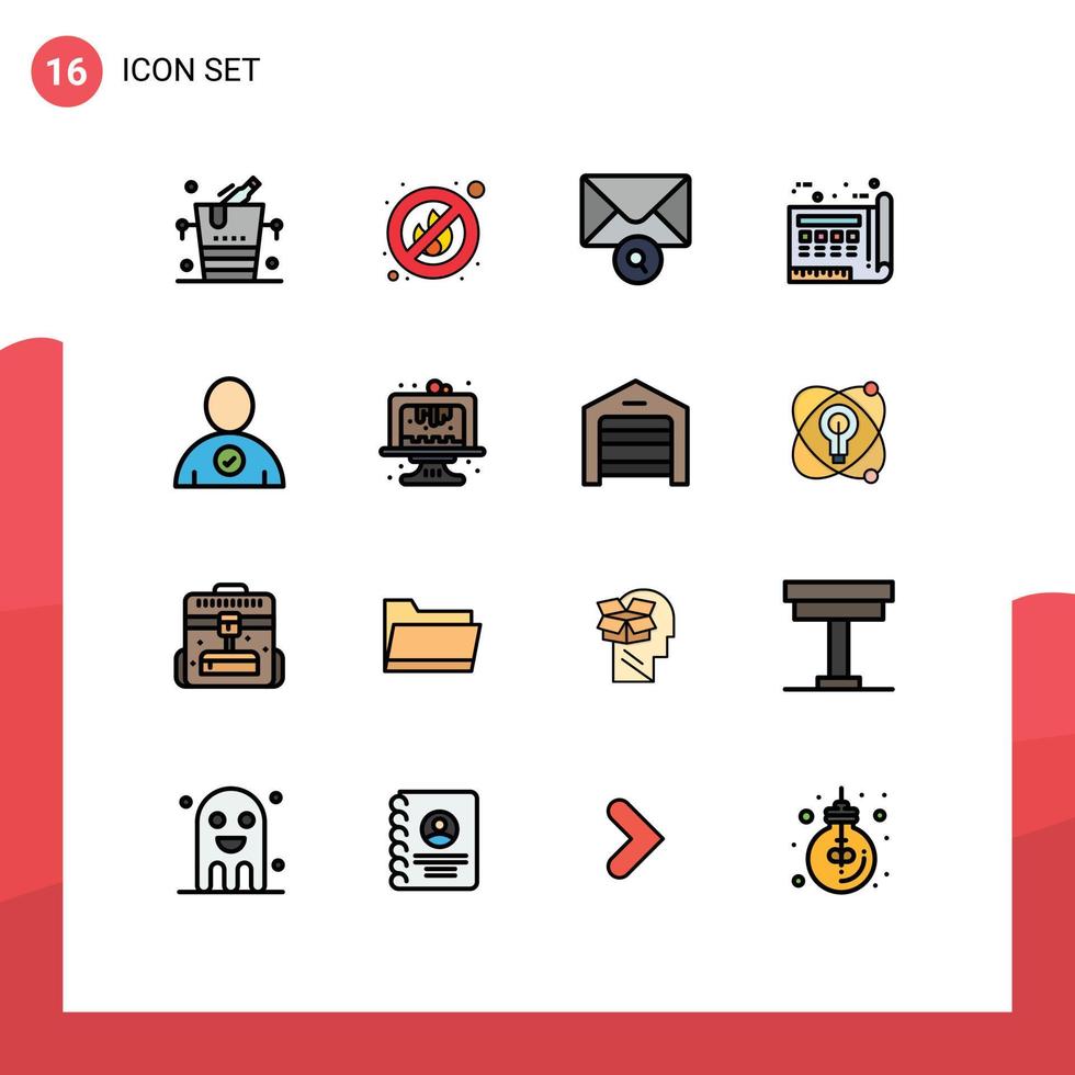 azione vettore icona imballare di 16 linea segni e simboli per utente dai un'occhiata Messaggio Stampa disegno modificabile creativo vettore design elementi