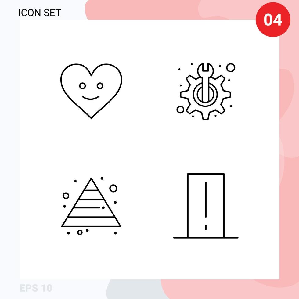 mobile interfaccia linea impostato di 4 pittogrammi di amore piramide Manutenzione fix dispositivo modificabile vettore design elementi