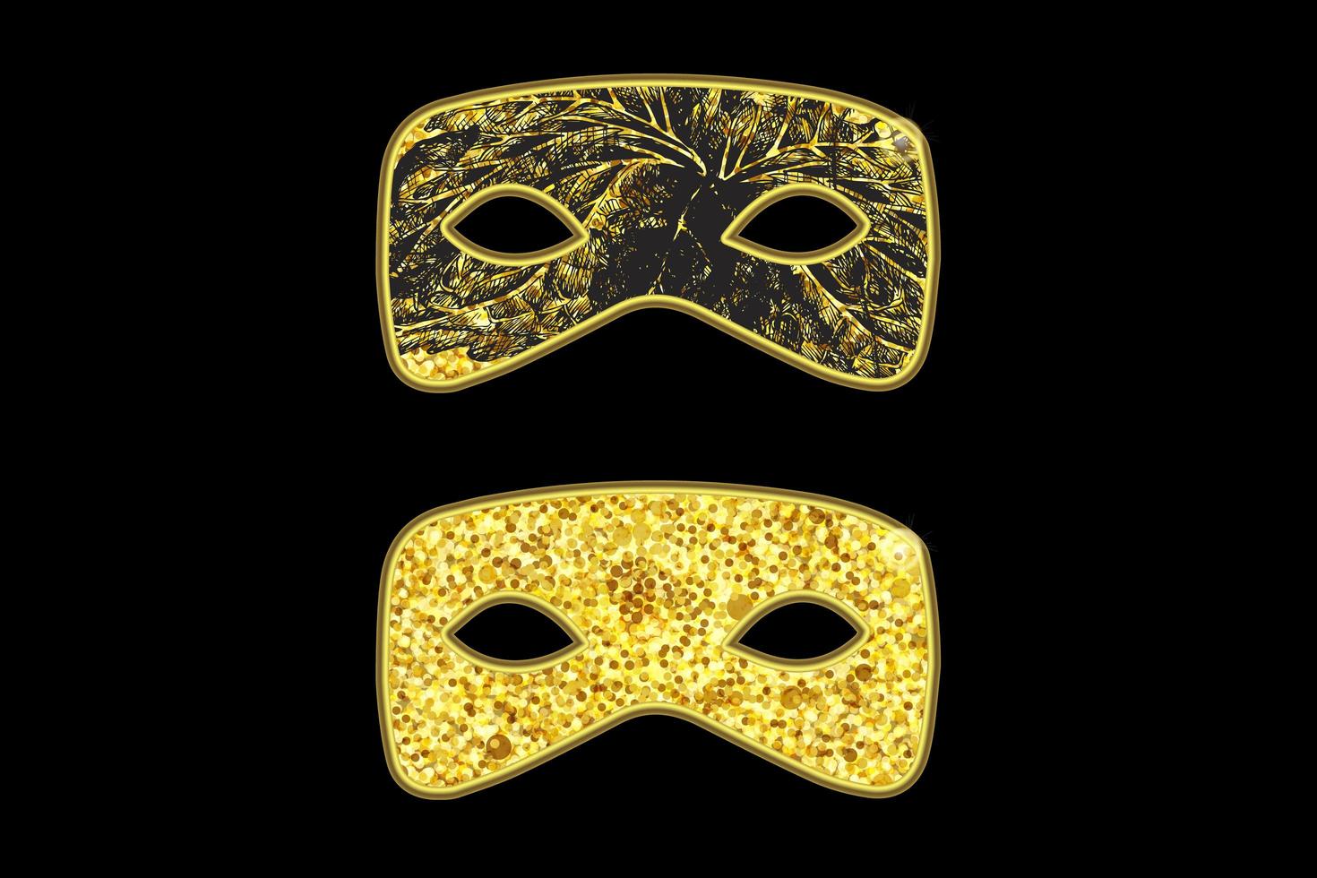 maschere mascherate d'oro vettore