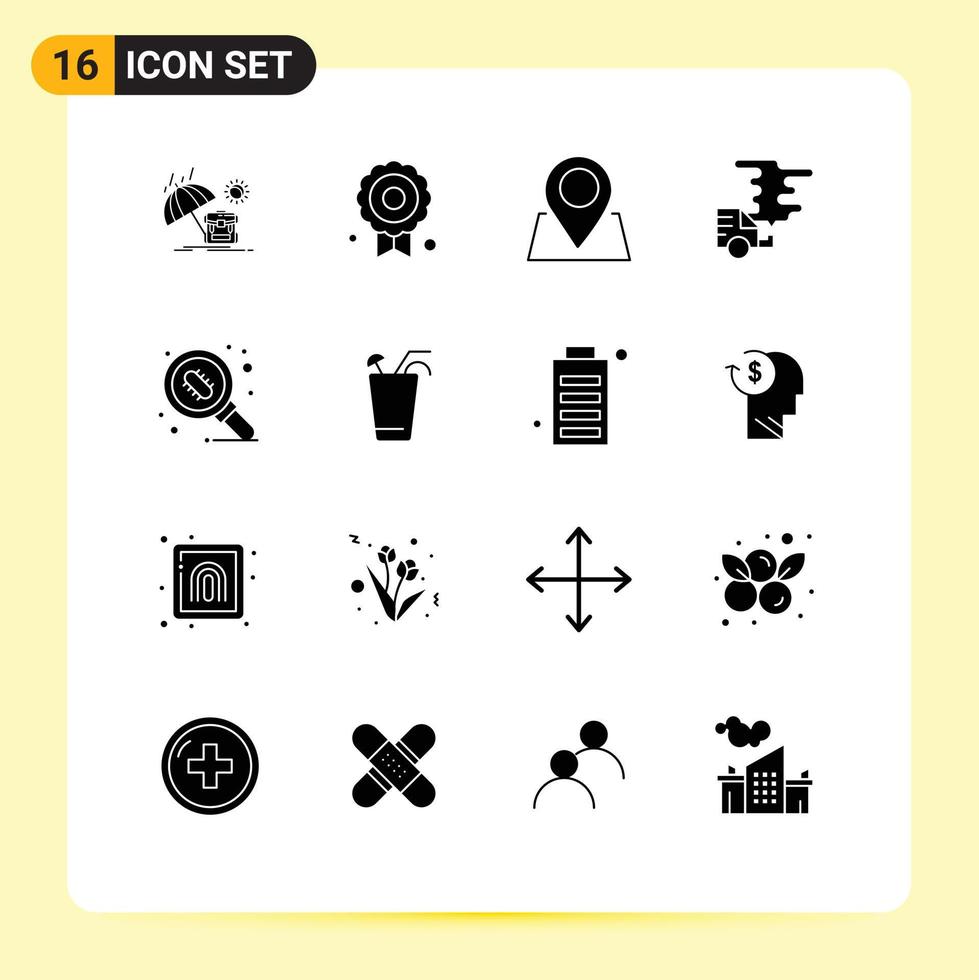 16 creativo icone moderno segni e simboli di microrganismo batteri marcatore inquinamento emissione modificabile vettore design elementi