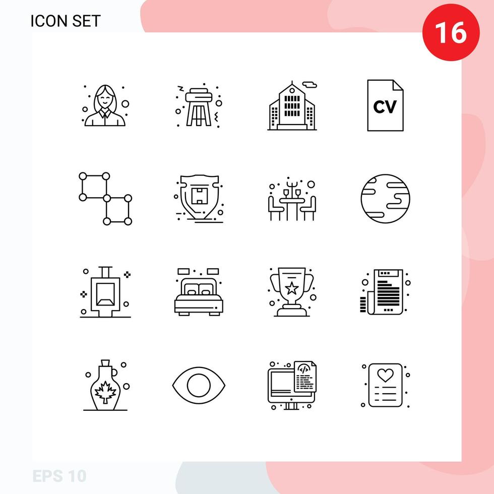 schema imballare di 16 universale simboli di spazio connessione attività commerciale limite alto scuola modificabile vettore design elementi