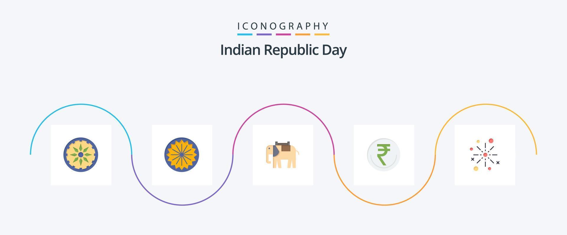 indiano repubblica giorno piatto 5 icona imballare Compreso commercio. inr. animale. indiano. moneta vettore