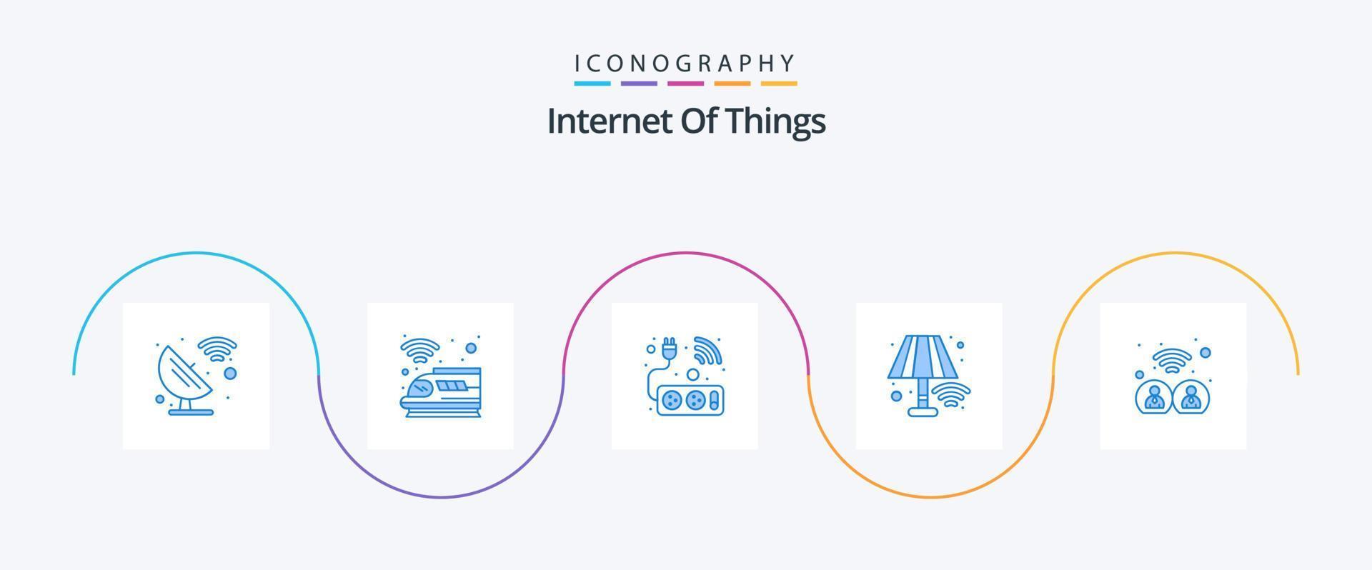 Internet di cose blu 5 icona imballare Compreso dati. lampada. trasporto. casa. Wi-Fi vettore
