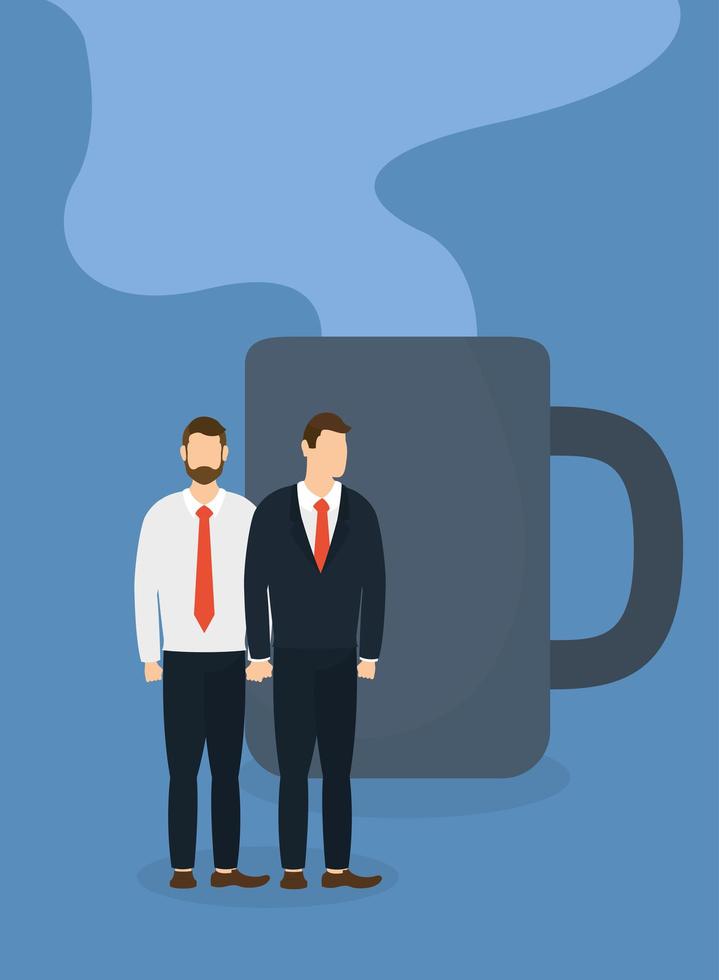 uomini d'affari aziendali con disegno vettoriale tazza di caffè