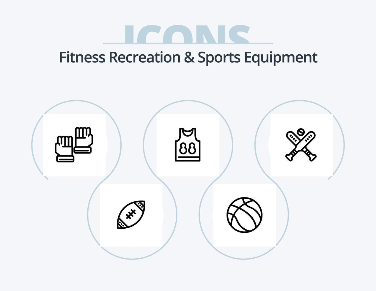 fitness ricreazione e gli sport attrezzatura linea icona imballare 5 icona design. sfera. sport. avvio. volano. pattinando vettore