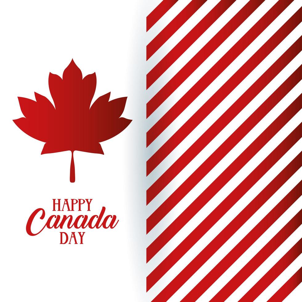 carta di celebrazione del giorno del Canada con foglia d'acero e strisce vettore