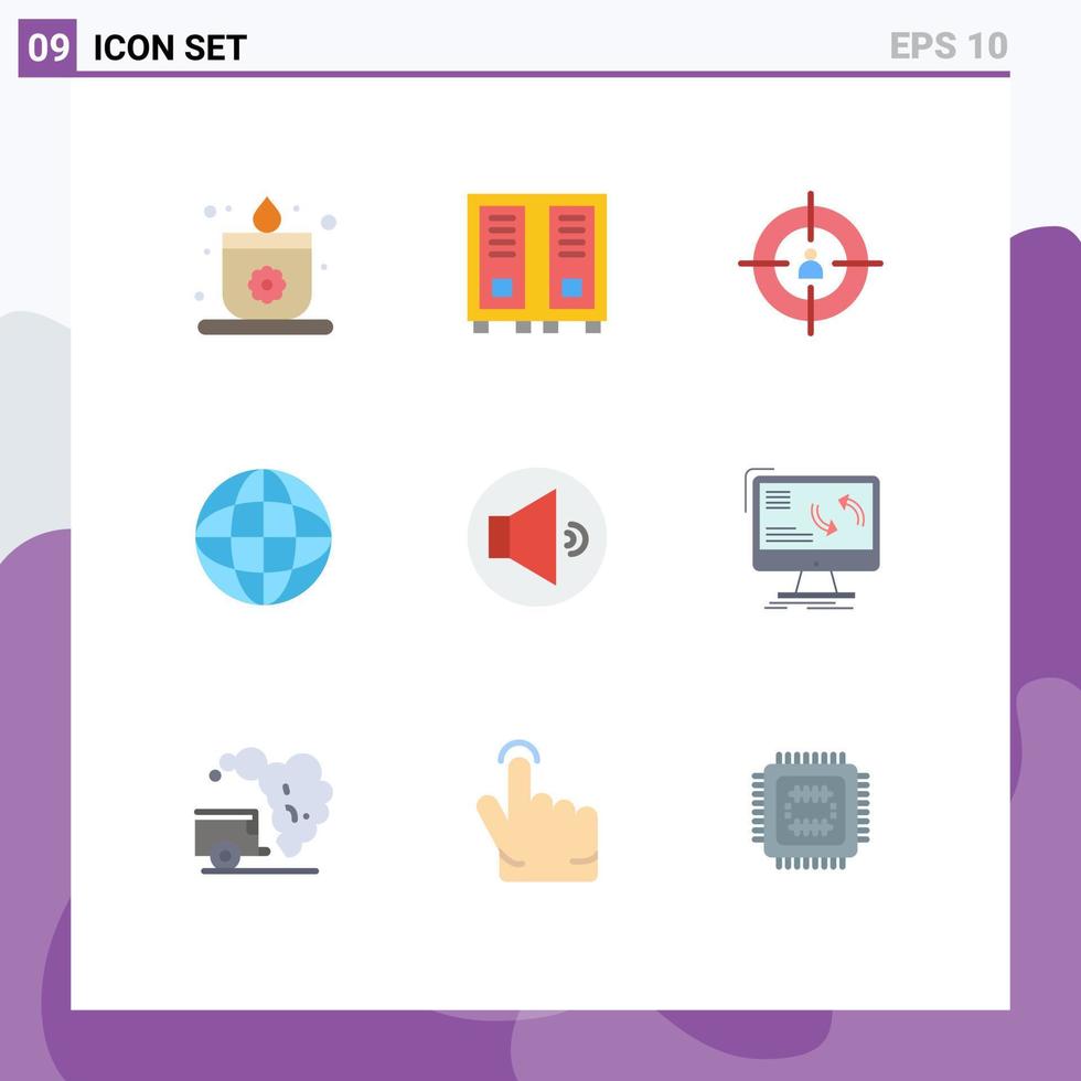 impostato di 9 moderno ui icone simboli segni per volume suono obbiettivo globo formazione scolastica modificabile vettore design elementi
