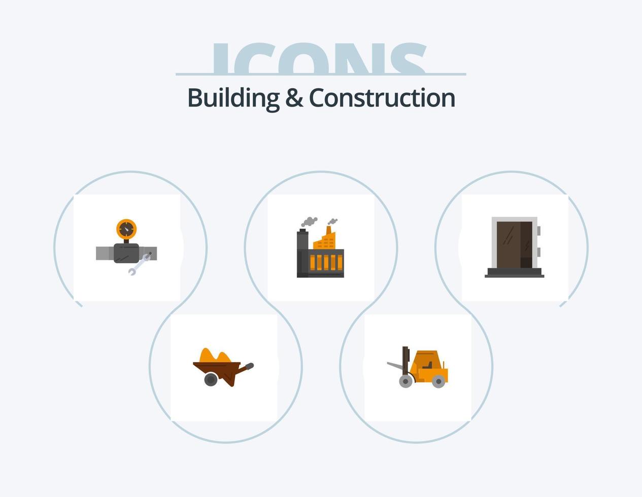 edificio e costruzione piatto icona imballare 5 icona design. costruzione. industria. camion. calibro. costruzione vettore