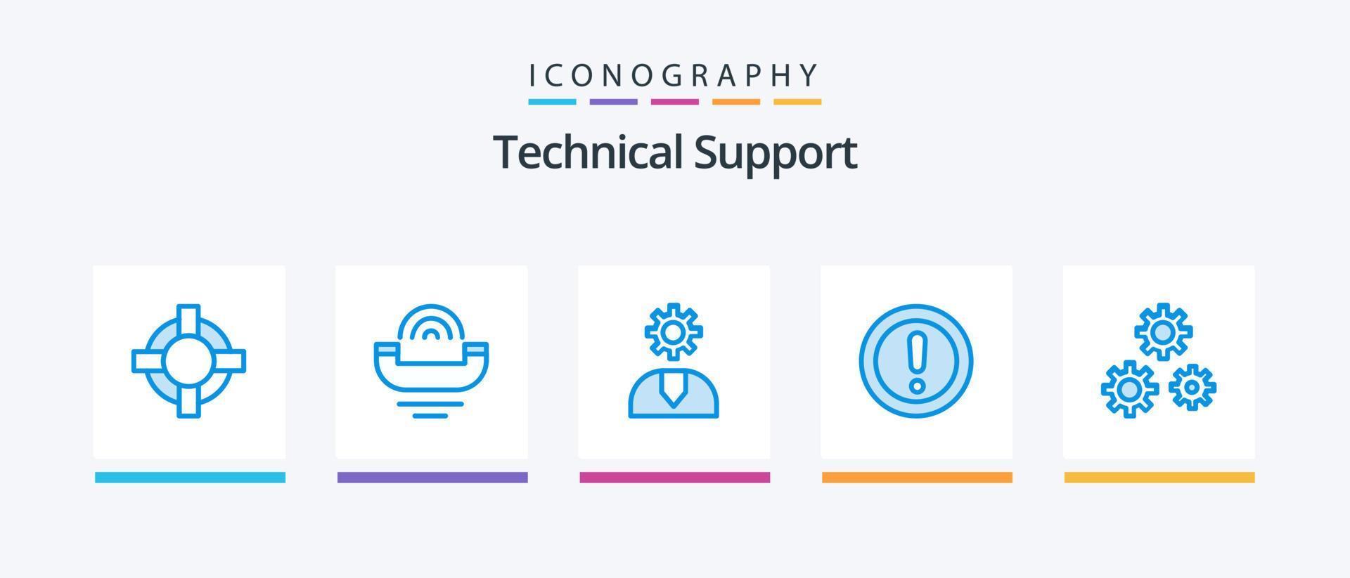tecnico supporto blu 5 icona imballare Compreso sostegno. Nota. chiamata. Informazioni. sostegno. creativo icone design vettore