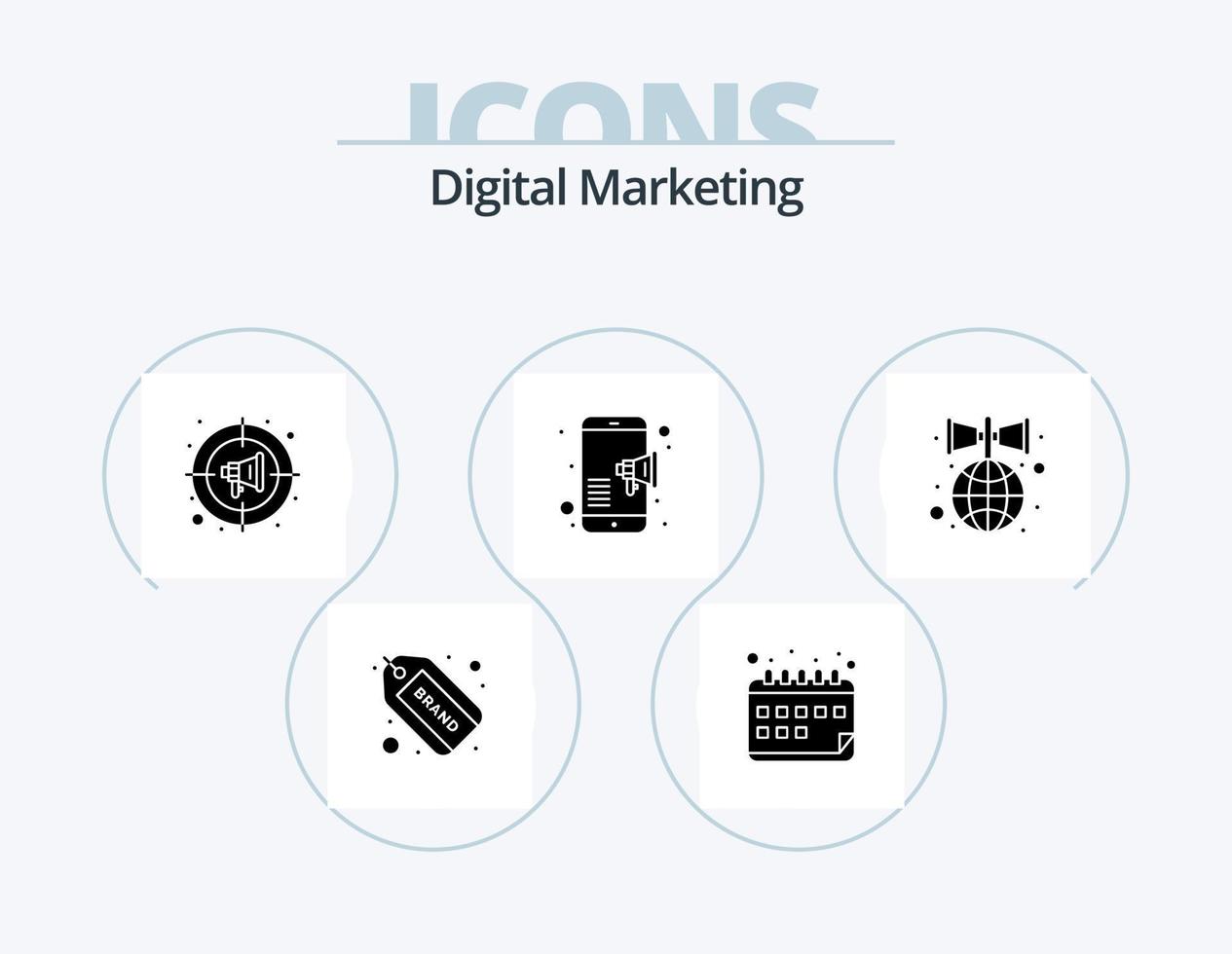 digitale marketing glifo icona imballare 5 icona design. globale. pubblicizzare. mobile. pubblicità vettore