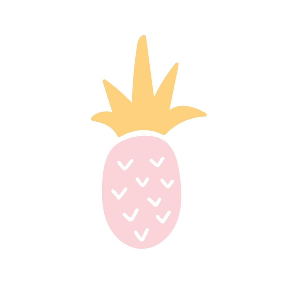 carino creativo rosa doodle ananas. scandinavo elegante stampabile con frutta disegnata a mano. illustrazione vettoriale isolato