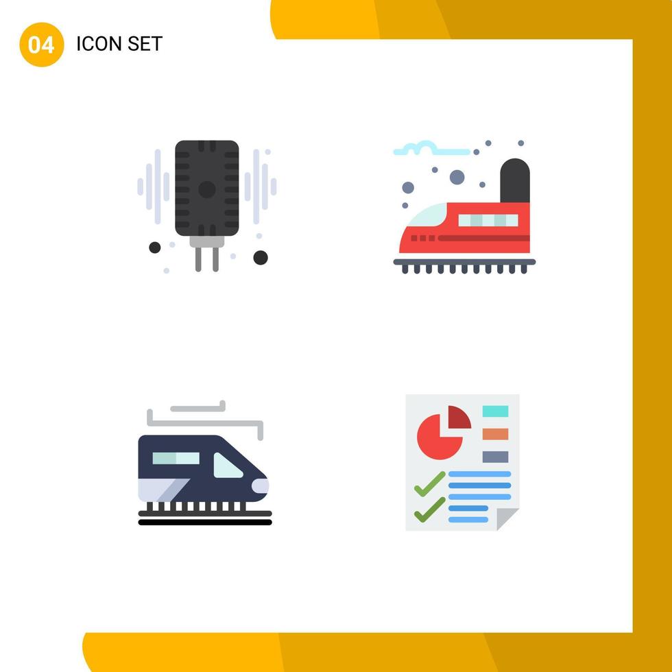 azione vettore icona imballare di 4 linea segni e simboli per microfono treno Audio ferrovia tunnel modificabile vettore design elementi