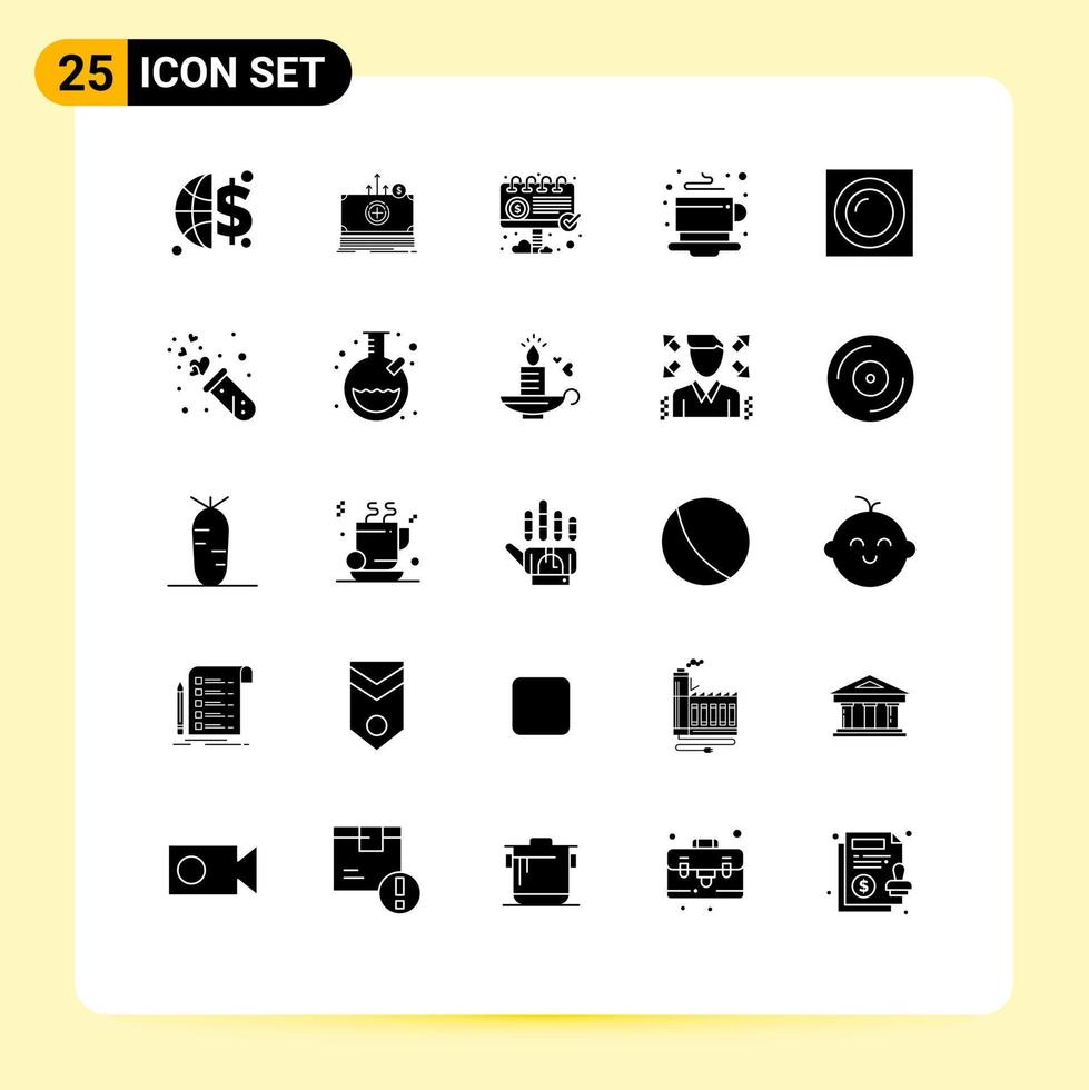 25 creativo icone moderno segni e simboli di leggero interno tabellone caldo caffè modificabile vettore design elementi