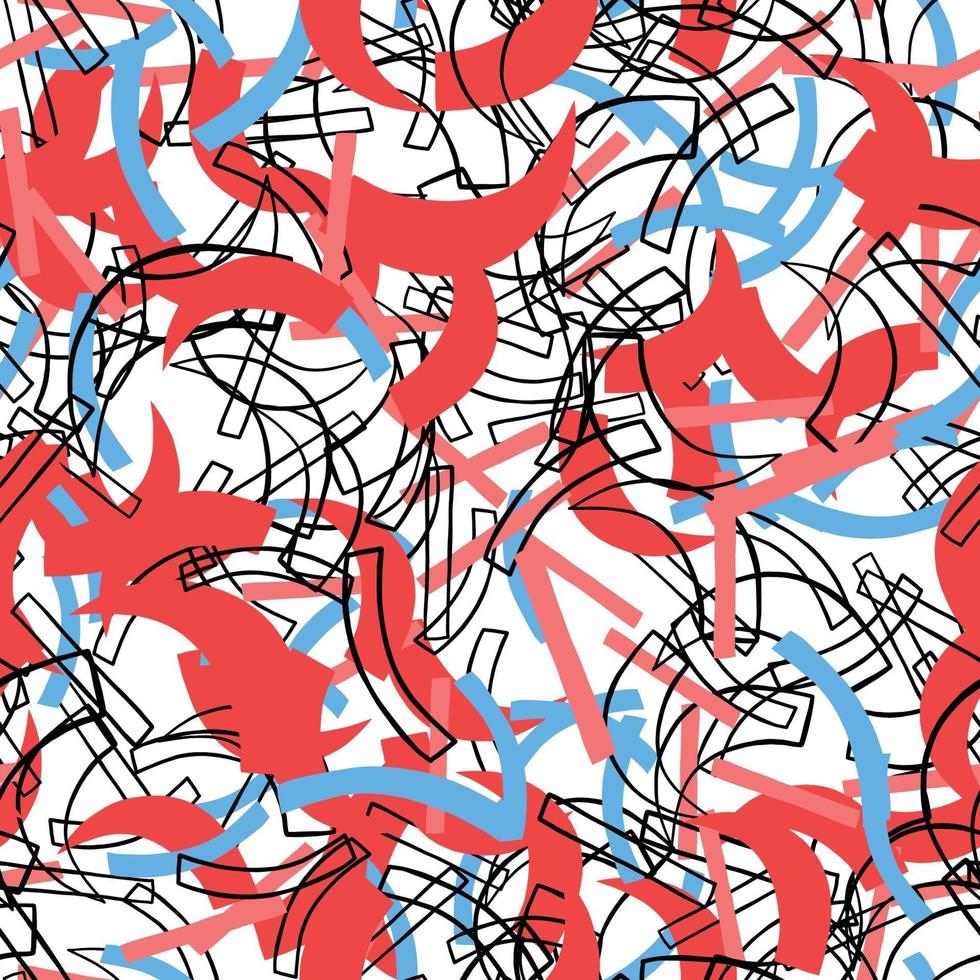 vettore seamless texture di sfondo pattern. colori disegnati a mano, rosso, blu, bianco, nero.