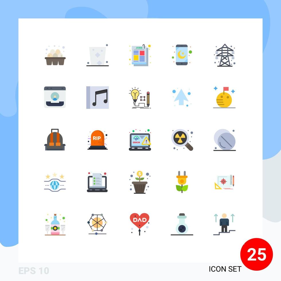 25 universale piatto colori impostato per ragnatela e mobile applicazioni energia preghiera applicazione festa mobile applicazione lavoro anno Domini modificabile vettore design elementi