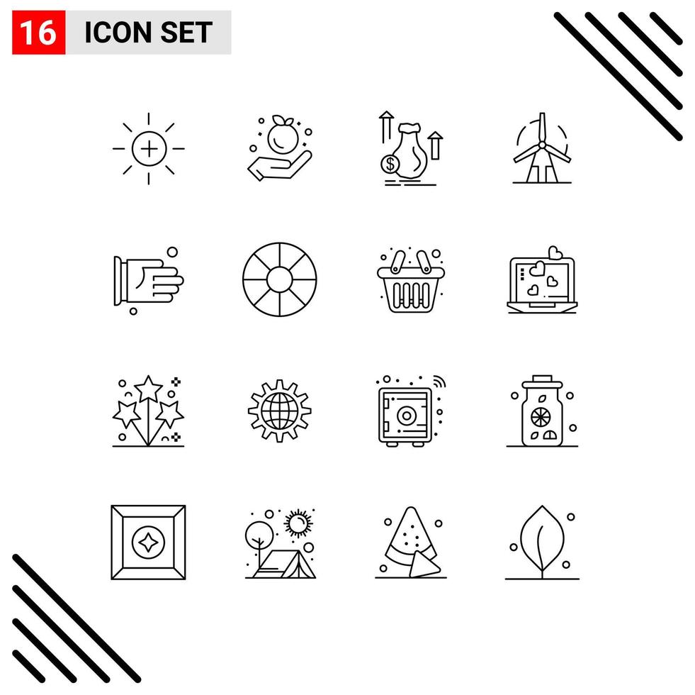 impostato di 16 moderno ui icone simboli segni per mano energia Borsa verde pulito modificabile vettore design elementi