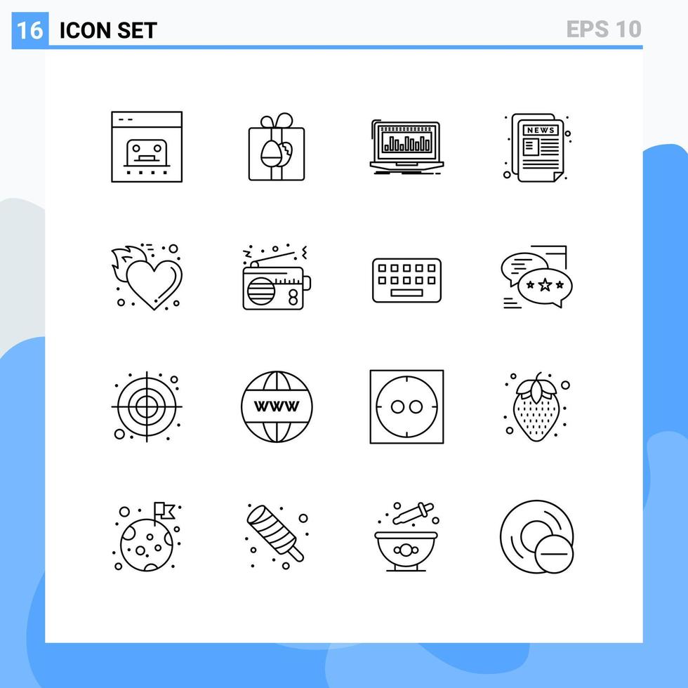 gruppo di 16 moderno lineamenti impostato per notizia lettera giornale Pasqua notizia monitoraggio modificabile vettore design elementi