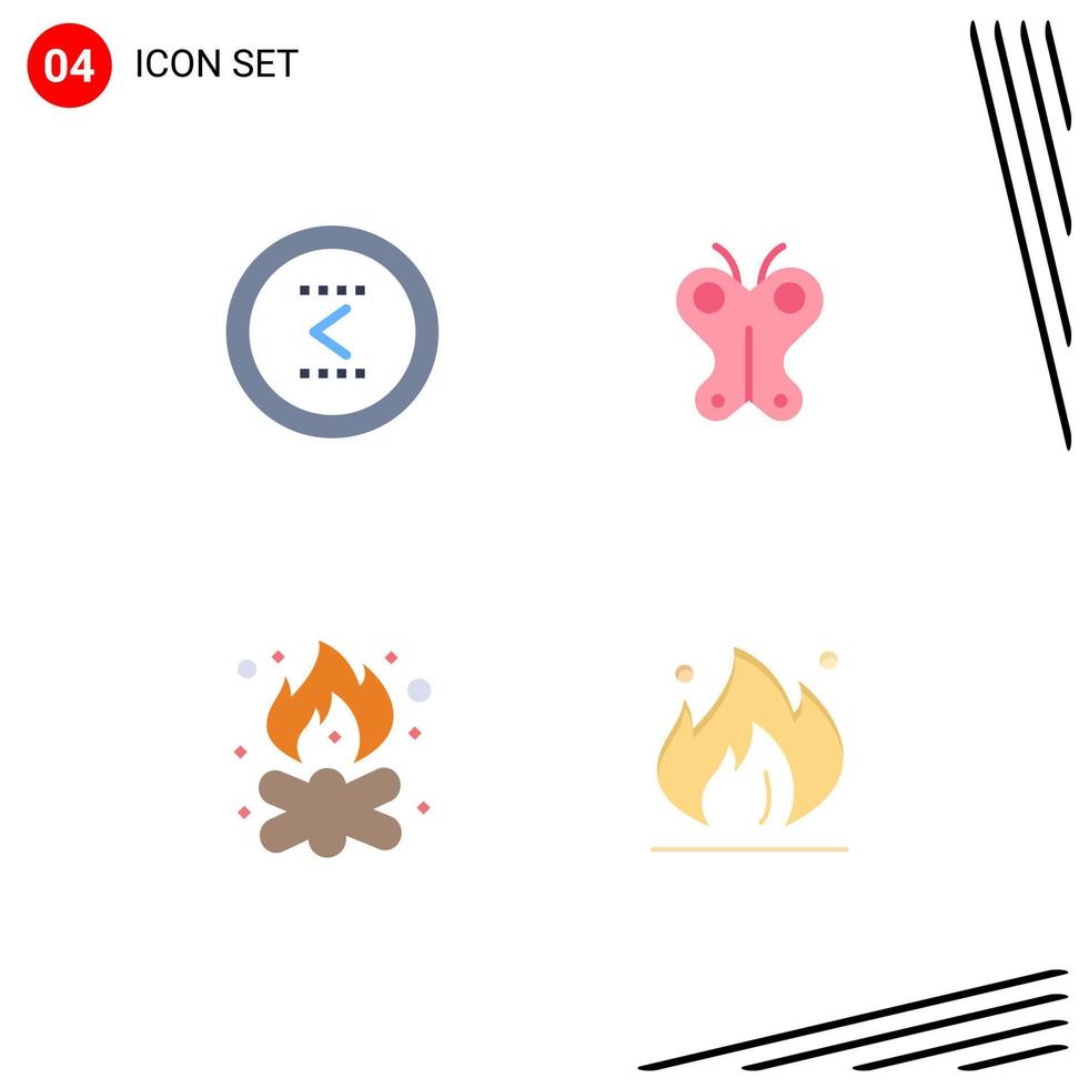 moderno impostato di 4 piatto icone pittogramma di freccia spiaggia sinistra farfalla campo modificabile vettore design elementi