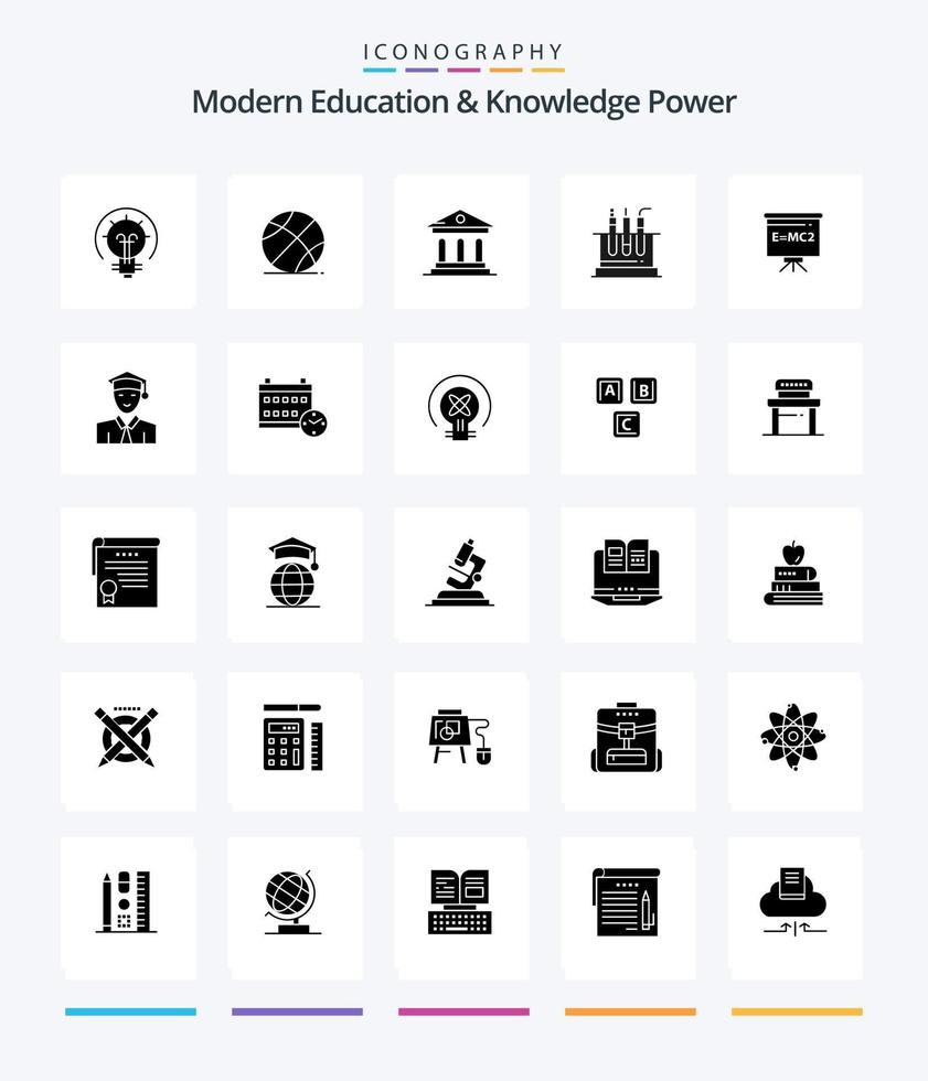 creativo moderno formazione scolastica e conoscenza energia 25 glifo solido nero icona imballare come come insegnante. medico. Università. laboratorio. tubo vettore