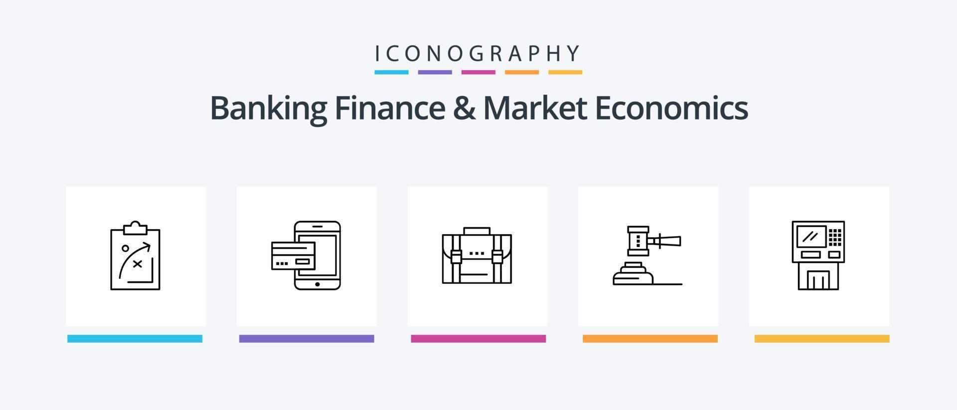 bancario finanza e mercato economia linea 5 icona imballare Compreso sicurezza. sicuro. analitica. protezione. scatola. creativo icone design vettore