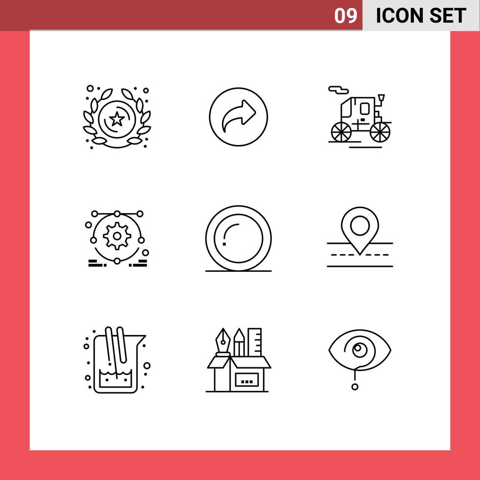 universale icona simboli gruppo di 9 moderno lineamenti di dando cibo cavallo disegnato veicolo piatto ragnatela design modificabile vettore design elementi