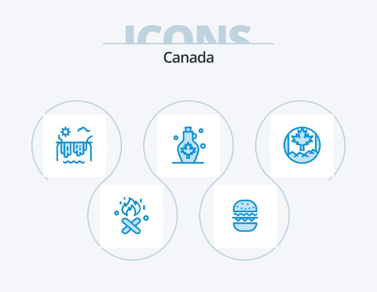 Canada blu icona imballare 5 icona design. foglia. foglia. fiume. acqua pentola. bollitore vettore