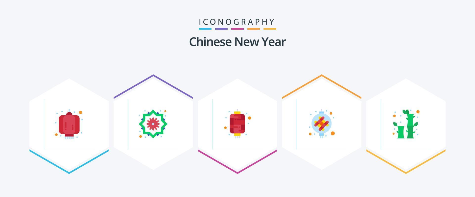 Cinese nuovo anno 25 piatto icona imballare Compreso Cina. luce. Cinese. lanterna. Cinese vettore