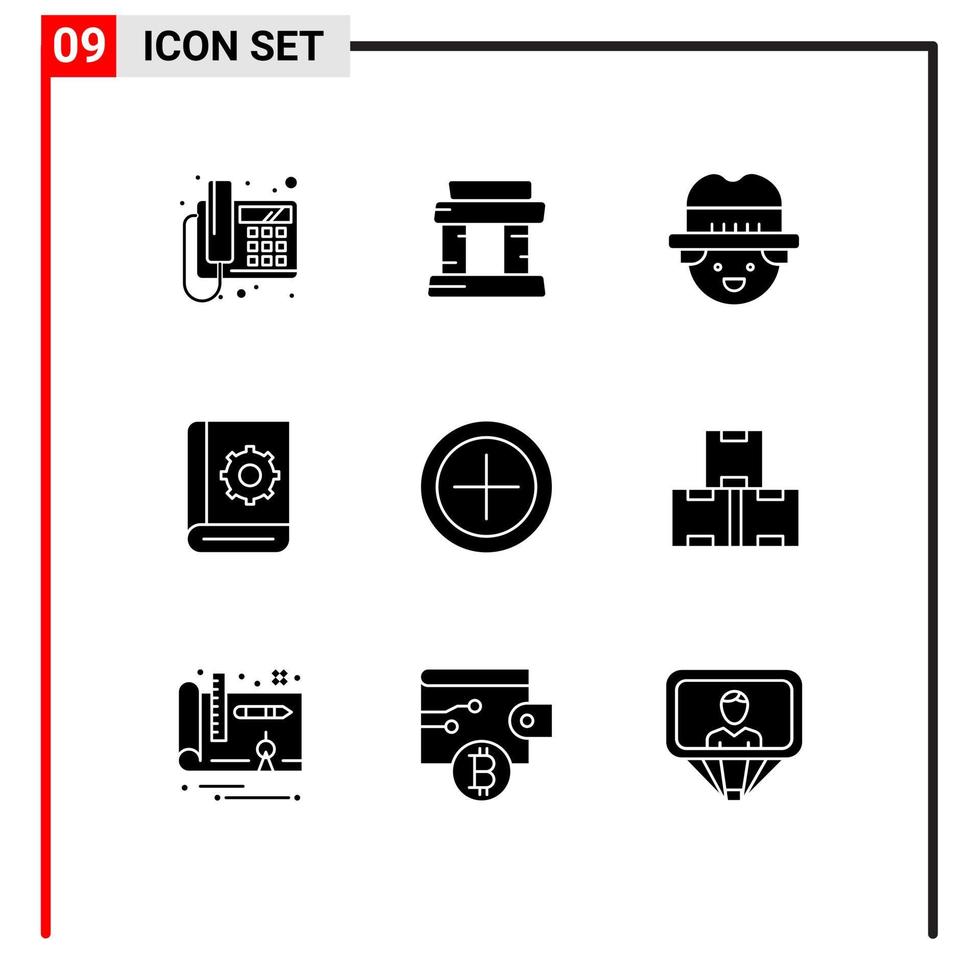 pittogramma impostato di 9 semplice solido glifi di pagamento finanza giardiniere servizio Aiuto modificabile vettore design elementi