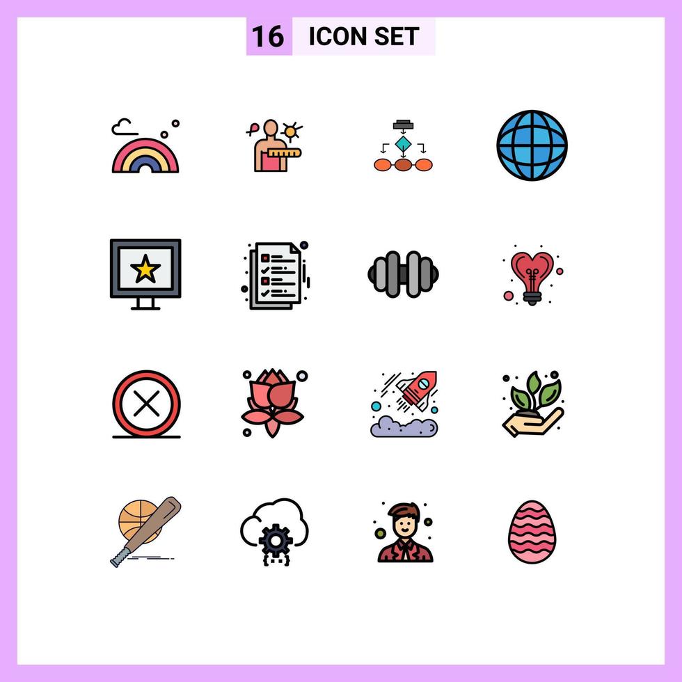 16 universale piatto colore pieno Linee impostato per ragnatela e mobile applicazioni terra realizzazione diagramma di flusso flusso di lavoro schema modificabile creativo vettore design elementi