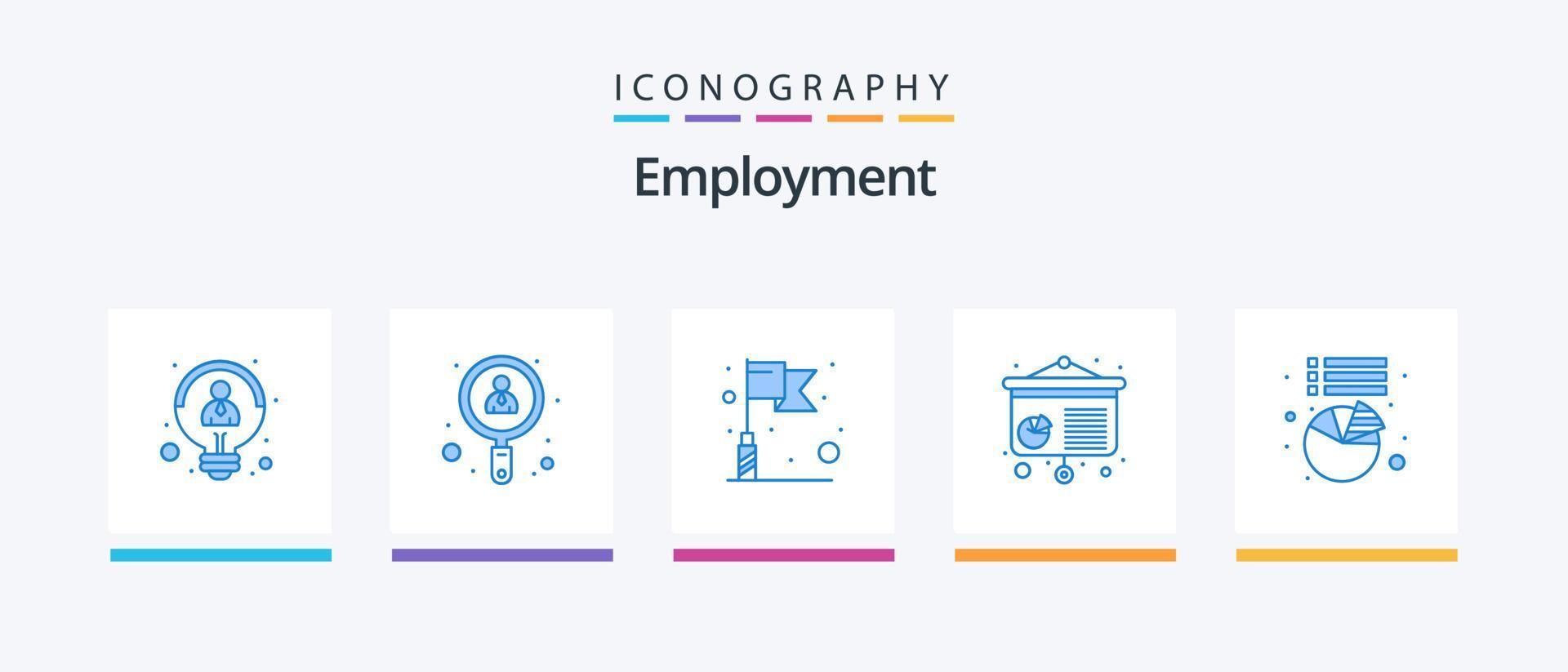 occupazione blu 5 icona imballare Compreso . torta. bandiera. grafico. conferenza. creativo icone design vettore