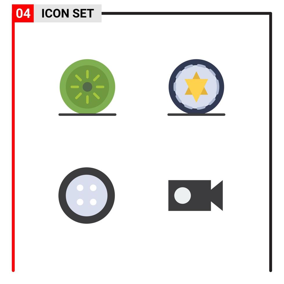 4 utente interfaccia piatto icona imballare di moderno segni e simboli di cibo Camera cerchio Abiti video modificabile vettore design elementi