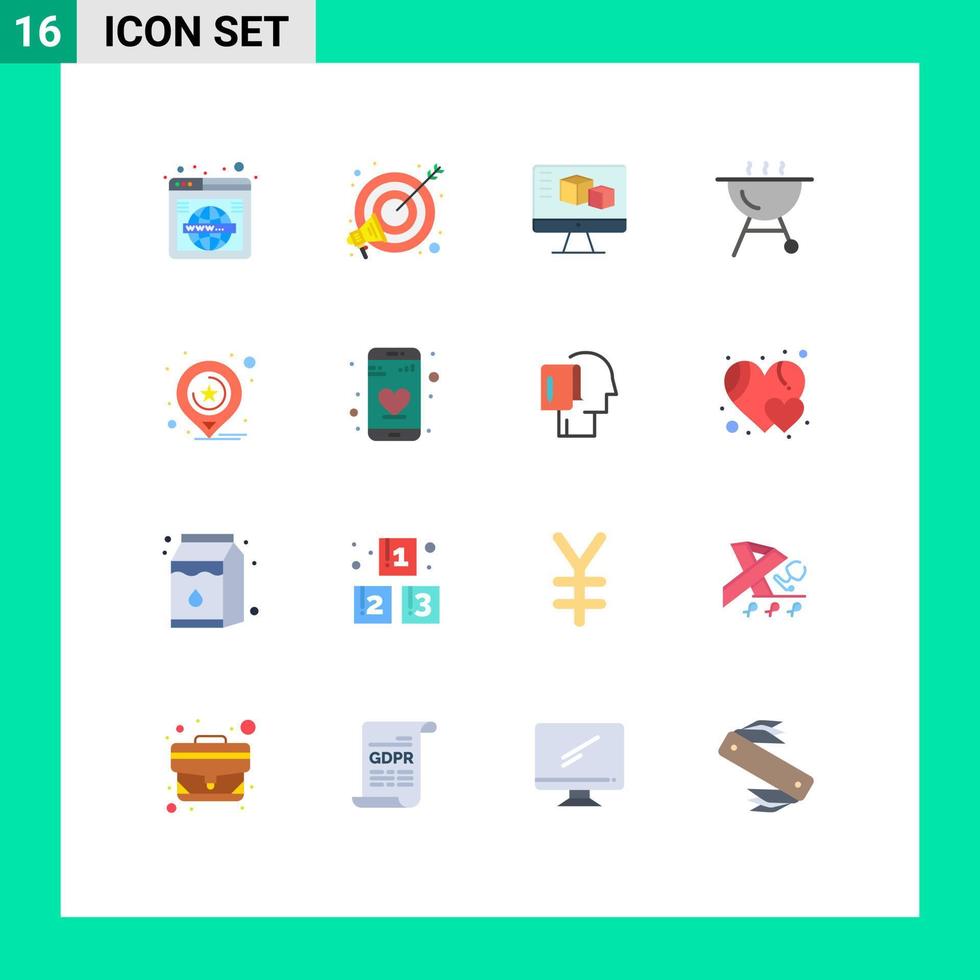 impostato di 16 moderno ui icone simboli segni per marketing Posizione marketing griglia calcolo modificabile imballare di creativo vettore design elementi